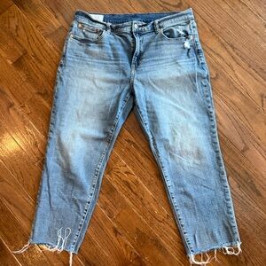 GAP Mid-Rise Girlfriend Jeans with Distressed Hem